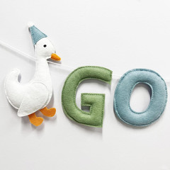 One Silly Goose Birthday Decorations Sage Green Dusty Blue Felt Handmade Pre-Str