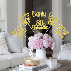 12 Pack Happy 80th Birthday Party Decorations, 80th Birthday Centerpiece Sticks,