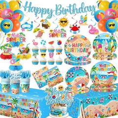 Hello Summer Beach Birthday Decorations for 24 Guests – Complete Party Set