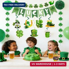 St. Patrick’s Day Decorations Kit with Lucky Banner, Hanging Swirls, Glitter Sha