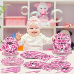 Halloween Pink Ghost Birthday Party Supplies Dinnerware Plates Napkins