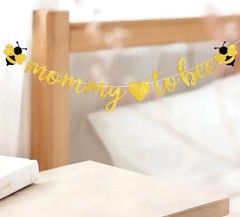 Baby Shower Decorations -Gold Glitter Mommy to Bee Banner Bumble Bee Theme Ba…