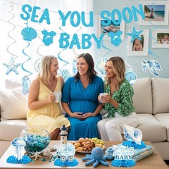 Under The Sea Party Decorations – 14 Pcs Sea You Soon Baby Shower Banner Hang…