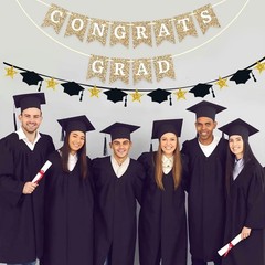 Congrats Grad Banner Graduation Party Decorations Class of 2025 Red Glitter blue
