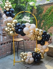 Arco De Globos Negro Dorado Y Blanco Con Estrellas Para Boda Y Graduacion