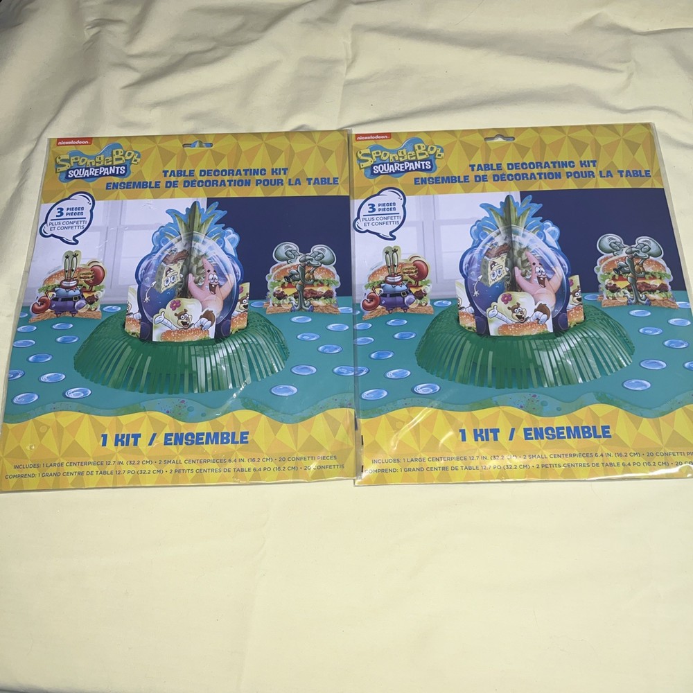(Two) SpongeBob SquarePants Party Table Decorating Kit 3 Centerpieces & Confetti