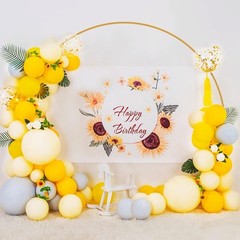 Round Backdrop Stand 8FT Gold Wedding Arch Metal Circle Balloon Arch Stand for
