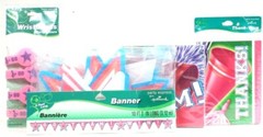 4 Piece Hallmark Party Express Go Team Banner Napkin 4 Wristband 8 Thank You Set