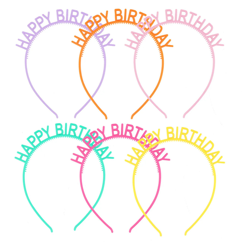 6PCS Colorful Happy Birthday Letter Headband Birthday Party Decoration Happy Bir