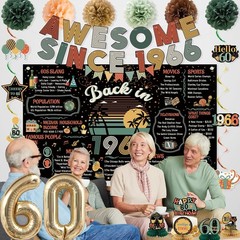 Roetyce 60Th Birthday Decorations Men Women Colorful Vintage Back In 1966