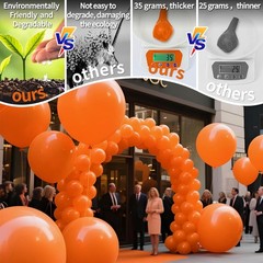 KAWKALSH Orange Balloons 9pcs, 36 Inch Large Orange Balloons for Balloon Garl…