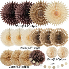 Brown Party Decorations Brown and Beige Paper Fans Party Decorations Neutral Par