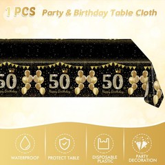 41Pcs 50th Birthday Decorations for Men Women, Black Gold 50 Year Old