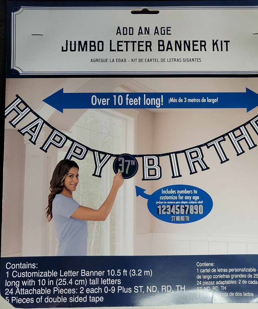 Add An Age Jumbo Letter Banner Kit Vintage Happy Birthday Over 10 Feet Long!!!!!
