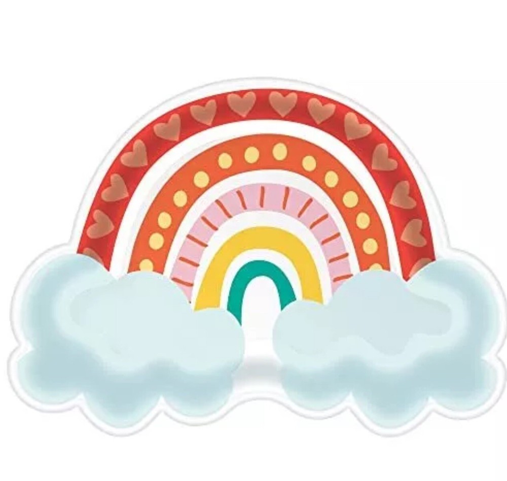 Rainbow Shaped Paper Plates- 6 1/2 by 9 inches | Multicolor | Pack of 8