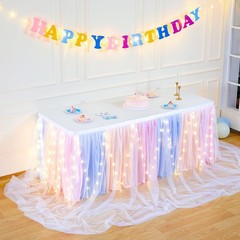 Rainbow Tulle Tutu Table Skirt for Rectangle Tables or Round Table,Led Light …