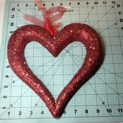 Red Sequin Glitter Heart Wreath Wall Art Ribbon Hanger Wedding Shower Party Love