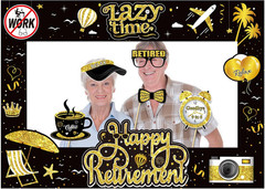 Retirement Party Photo Booth Props Kit – 37Pcs Paper Photo Props 1 Frame Glitter