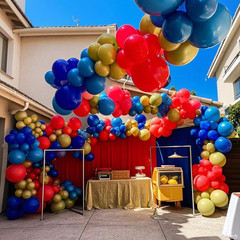 Red Blue Gold Balloon Garland Kit, 120Pcs Royal Blue Red Arch Kit with Gold 4D F