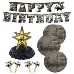 Helicopter Birthday Decorations in Army Camo – Complete the Party! (6 Items) …