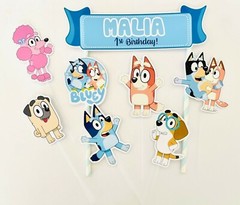 Personalized Bluey Themed Cake Topper