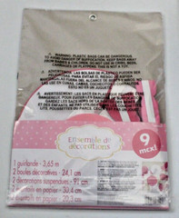 Pink Party Decorating Kit 9 Pieces Garland Honeycomb Balls Tissue Fans Celebrate