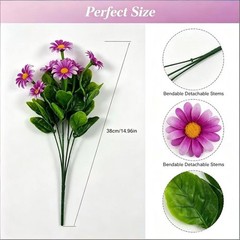 Home Decor Artificial Flower Bouquet Bendable Stems Yellow Purple White