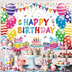 Birthday Decorations Kit, Happy Birthday Party Banner, Honeycomb Balls, Metal…