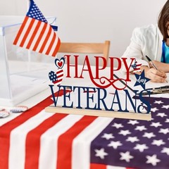 COCHIE Metal Happy Veterans Day Sign, Thank You Veteran Table Centerpieces