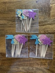 36 Mermaid Under the Sea Cupcake Toppers Glitter Party Decorations New Unopened