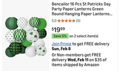 Bencailor 12 Pcs St. Patrick’s Day Green White Paper Party Lanterns Shamrock