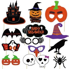 Halloween Photo Booth Props Kit Halloween Party Decorations Pack Of 38