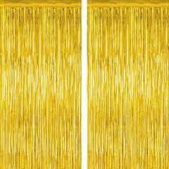 2 Pack Tinsel Backdrop, Birthday Silver Party Streamer Fringe Curtains Foil