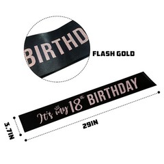 Rose Gold Glitter It’s My 18th Birthday Sash Party Decorations For Girls