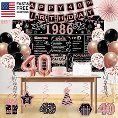 40Th Birthday Decorations for Women,32Pcs Back in 1986 Birthday Party Decoration