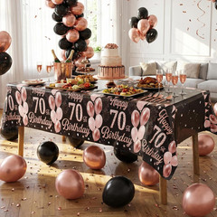 3 Pack 70Th Birthday Decorations for Women – Happy 70Th Birthday Tablecloth, Bla