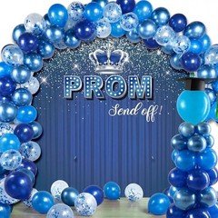 2026 Graduation Prom Background 5.9×5.9 Ft Blue Silver Glitter Photo Banner