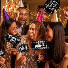 24 Pieces Photo Booth Props Birthday with Stick Happy Birthday Weddings Graduati