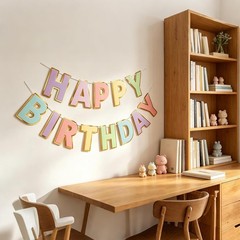 Macaron Superlarge Alphabet Happy Birthday Banner Bunting Pre-Strung No DIY f…