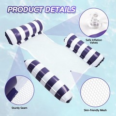 4 Pack Inflatable Pool Floats for Adults, 3-Tube Mesh Bottom Hammock Floating