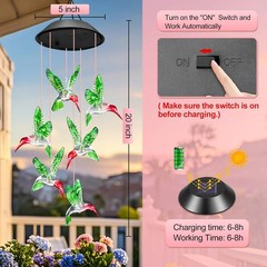 Magical Garden Wind Chimes – Solar Powered LED Hummingbirds