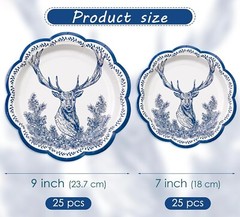 Wrapaholic 50 Piece Scalloped Edge Christmas Deer Disposable Paper Plates