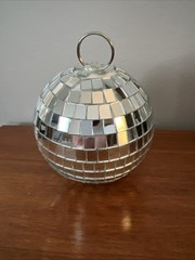 Disco Ball with Hanging Hook Silver Mirror 4″ Round Celebration New Years