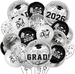 51Pcs Class of 2026 Graduation Foil Latex Balloons Congrats Grad Party Decor