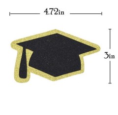 Grad Caps Glitter Confetti 12pcs 5.5 inches Gold Black Class of 2025 Party