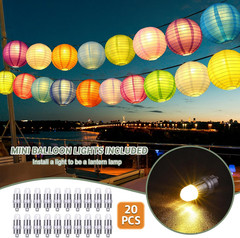 20PCS Colorful Paper Lanterns with Lights, Hanging Chinese Paper Lanterns for Pa