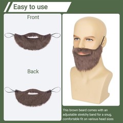 Fake Brown Beard Men’s Beard Brown Costume Facial Hair Male Makeup Cosplay Pa…
