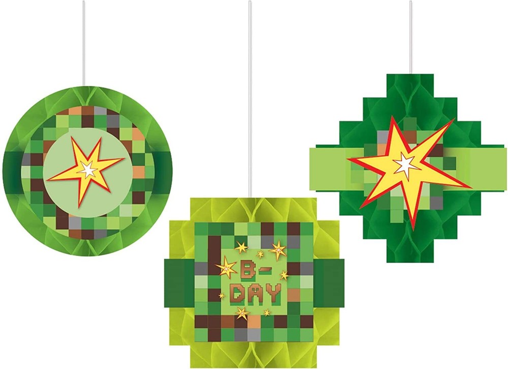 Army Camo Birthday Party Honeycomb Decorations Hanging, 3 Pc, Military Soldier