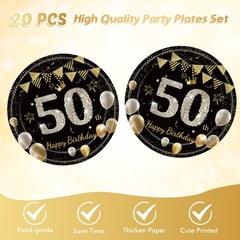 41Pcs 50th Birthday Decorations for Men Women, Black Gold 50 Year Old