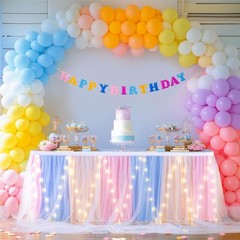 Rainbow Tulle Tutu Table Skirt for Rectangle Tables or Round Table,Led Light …